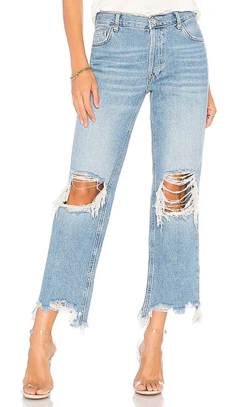 We The Free Maggie Distressed Straight Leg Jeans Size 27